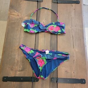 Kirra rose floral polka dot patterned bikini XL